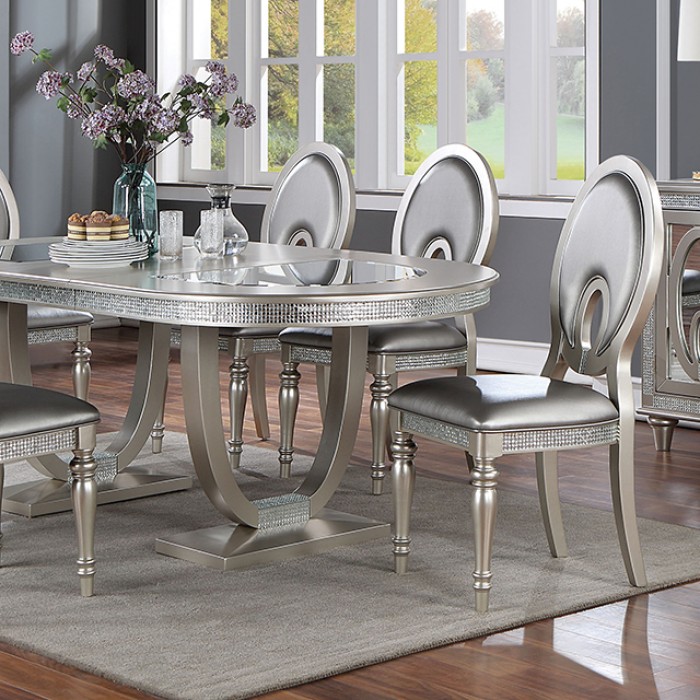 Cathalina Dining Table Cm3541Sv-T By Furniture Of America. | Mobilia Cleopatra 3 CATHALINA DINING TABLE CM3541SV-T by Furniture of America. - Image 1