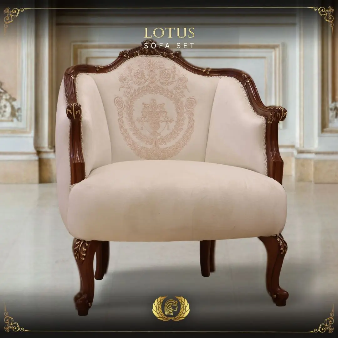 Handmade Lotus Brown Beige Chair | Mobilia Cleopatra 3 LOTUS SOFA SET (9)
