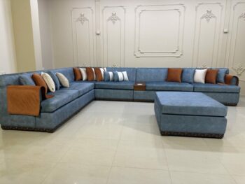 Handmade Ultra Modern Blue Sectional Sofa Set