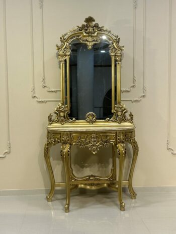 Handmade Gold Console Table and Mirror |