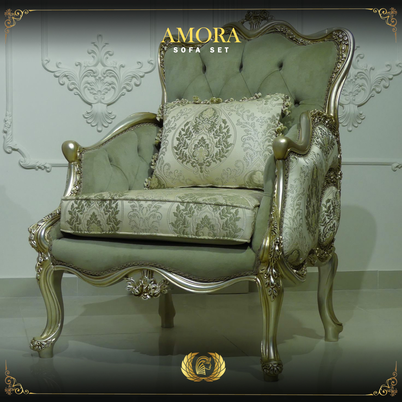 Handmade Champagne Amora Green Olive Chair | Mobilia Cleopatra 3 amora-armchair-3.