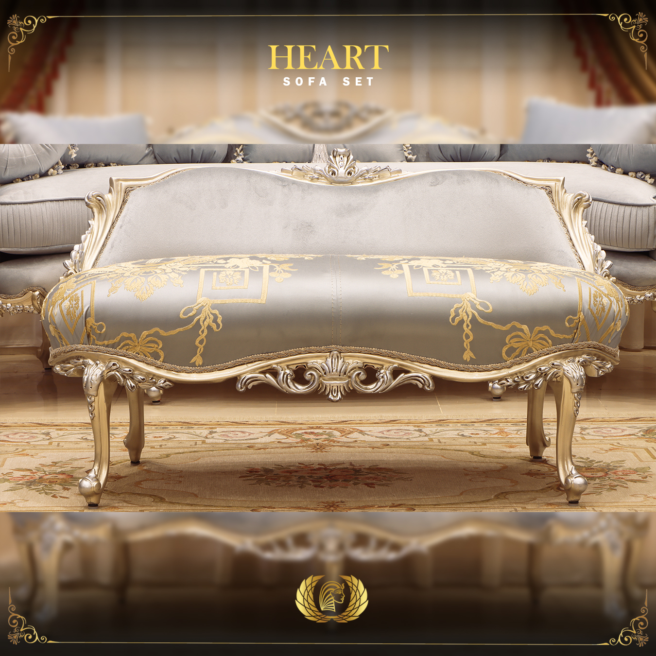 Handmade Heart Sky Blue Bench | Mobilia Cleopatra 3 heart buff 2