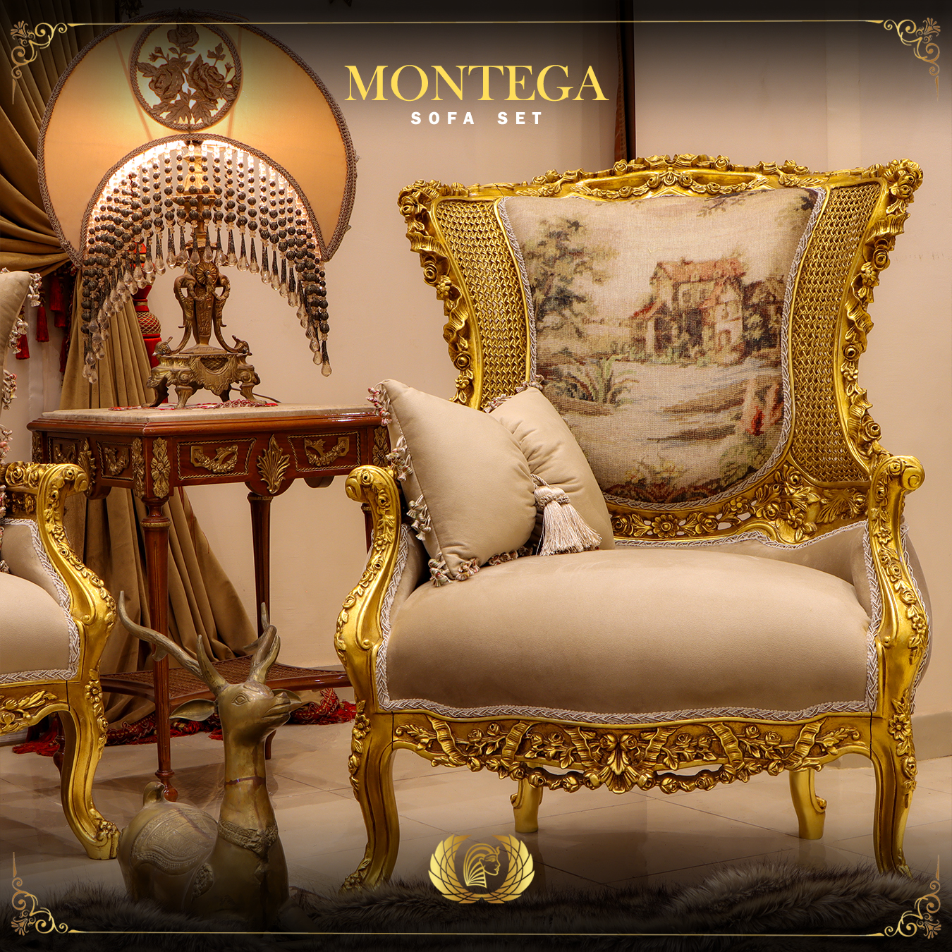Handmade Montega Gold Chair 1 | Mobilia Cleopatra 3 montega-armchair-1.