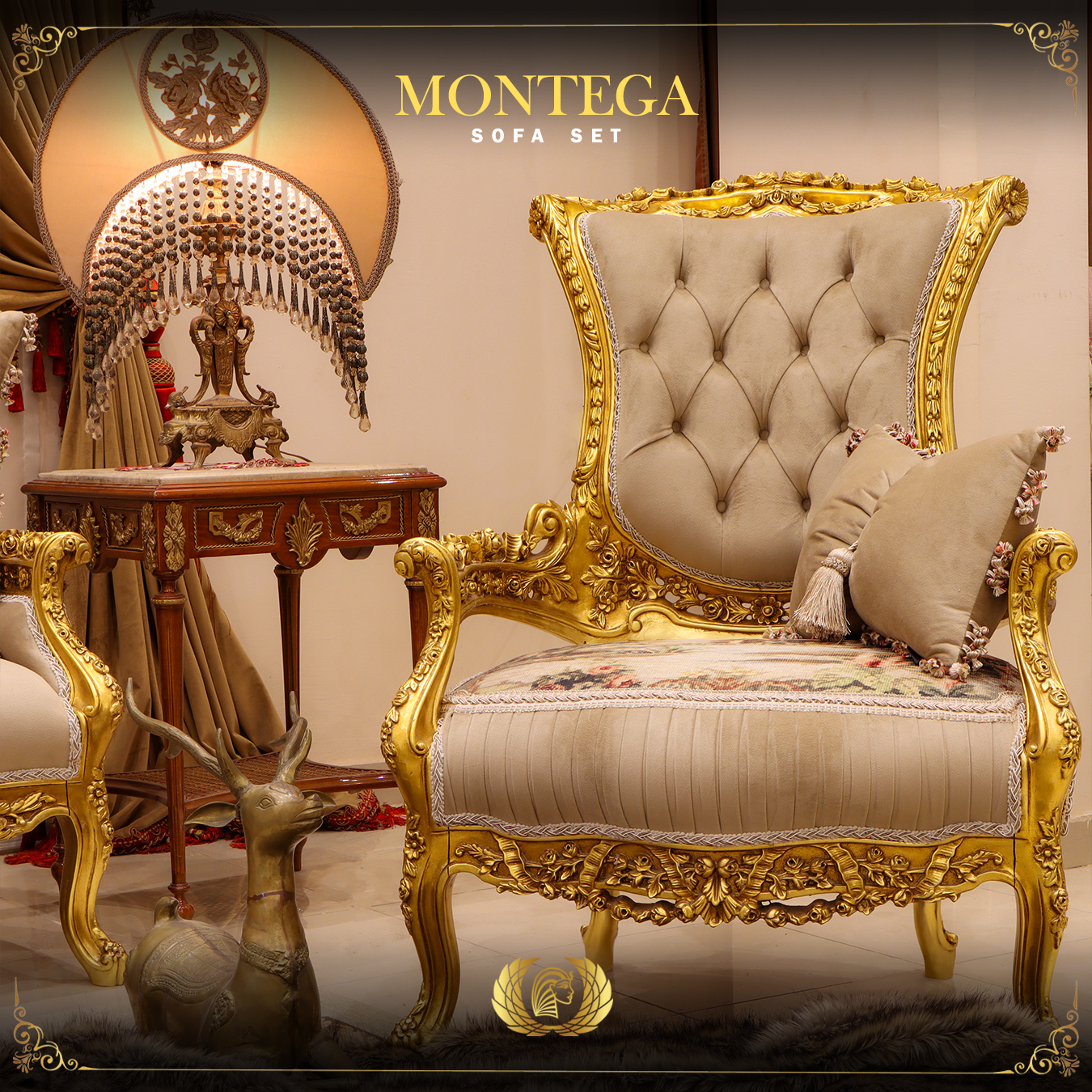 Handmade Montega Gold Chair 2 | Mobilia Cleopatra 3 montega-armchair-2.
