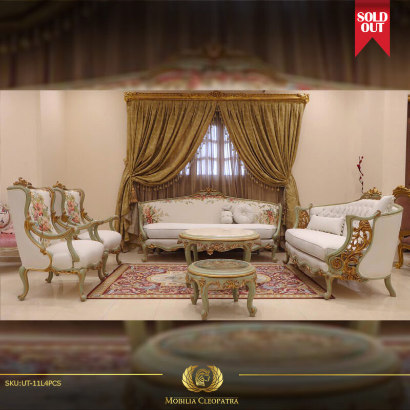 Handmade 4Pcs- Caval White Sofa Set | Mobilia Cleopatra 3 Handmade 4Pcs- Caval White Sofa Set - Image 1