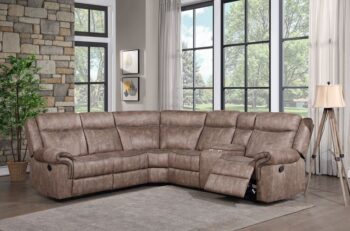 Chocolate Velvet Dollum Motion Sectional Sofa LV00397 by ACME