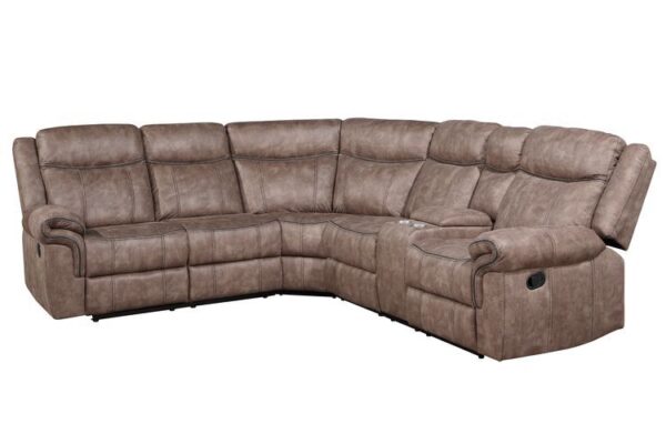 Chocolate Velvet Dollum Motion Sectional Sofa LV00397 by ACME - Image 2