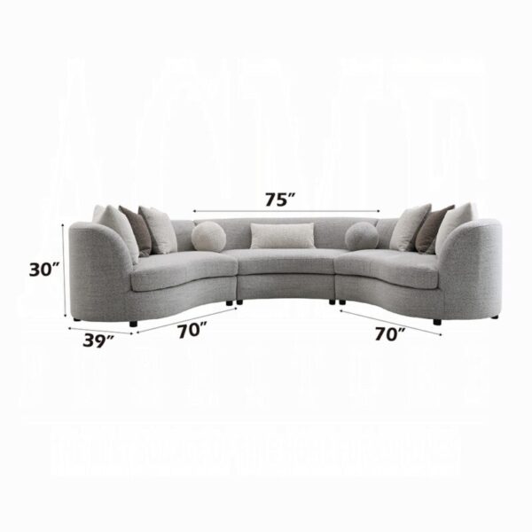 Gray Boucle Ivria Sectional Sofa W/9 Pillows LV02541 By ACME - Image 3