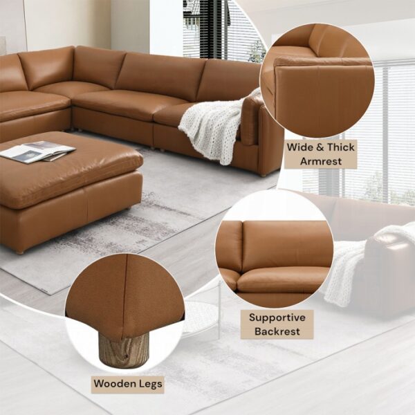 Brighton Modular Left Facing Arm Chair in Brown Leather LV03370 By ACME - Image 7