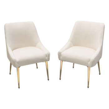 Brushed Gold Cream Velvet Quinn Chair Set of 2 By Diamond Sofa