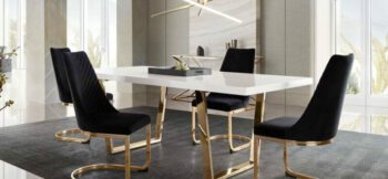 Gold Frame Black Velvet Vogue Dining Chair Set of 2 By Diamond Sofa