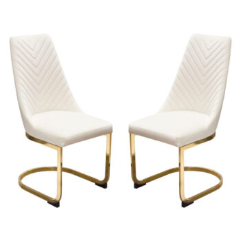 Gold Frame Cream Velvet Vogue Dining Chair Set of 2 By Diamond Sofa