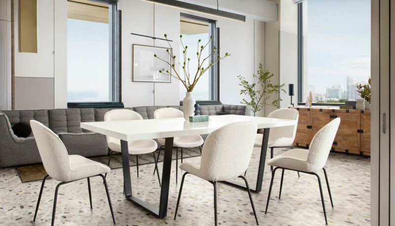 Ivory Boucle Session Dining Chair Set Of 2 By Diamond Sofa | Mobilia Cleopatra 3 Ivory Boucle Session Dining Chair Set of 2 By Diamond Sofa - Image 1