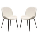 Ivory Boucle Session Dining Chair Set of 2 By Diamond Sofa - Image 2