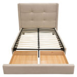 Sand Fabric Beverly Platform Bed w/ Footboard Storage By Diamond Sofa - Image 3