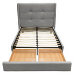Sand Fabric Beverly Platform Bed w/ Footboard Storage By Diamond Sofa - Image 9