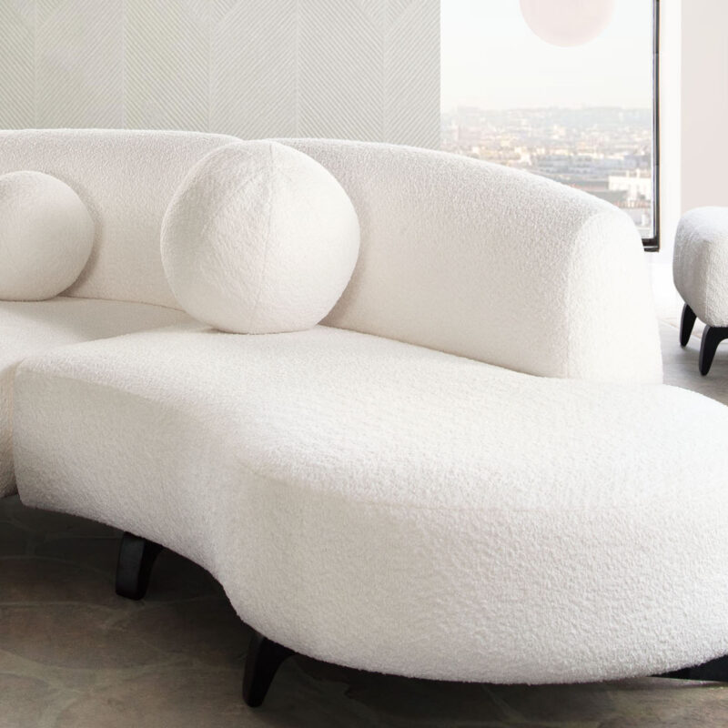 White Faux Shearling Large Round Accent Pillow By Diamond Sofa | Mobilia Cleopatra 3 White Faux Shearling Large Round Accent Pillow By Diamond Sofa - Image 1