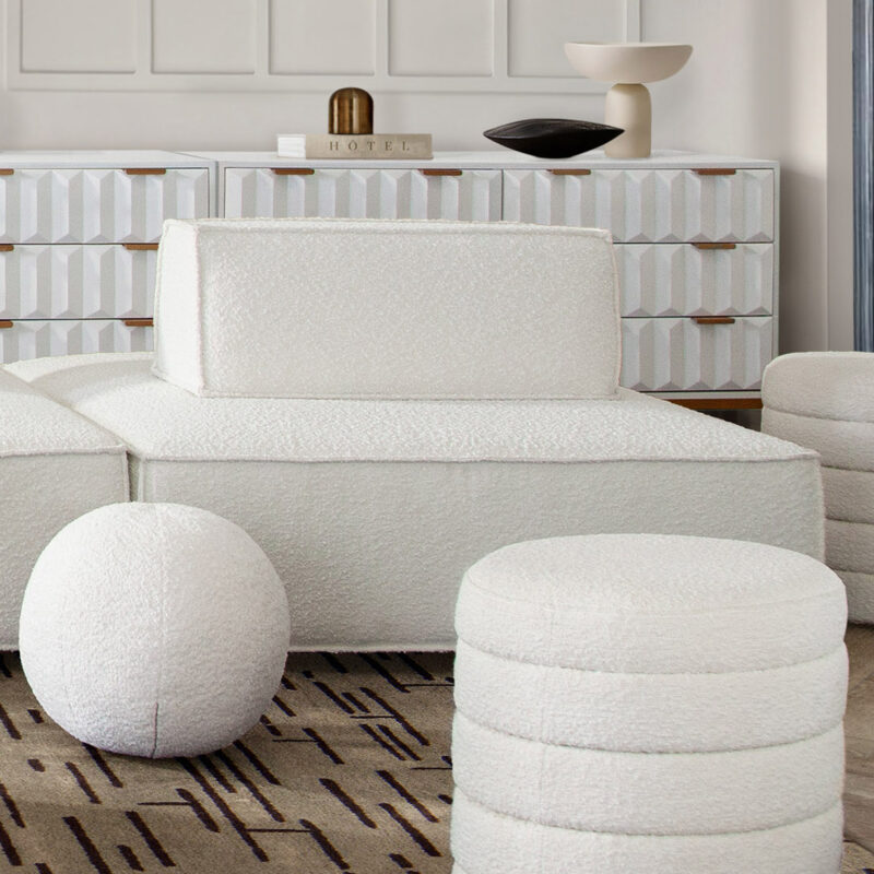 Cara Boucle Lounger By Diamond Sofa | Mobilia Cleopatra 3 Cara Boucle lounger By Diamond Sofa - Image 1