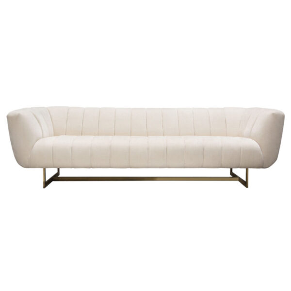 Brushed gold Cream Fabric Venus Sofa By Diamond Sofa - Image 2