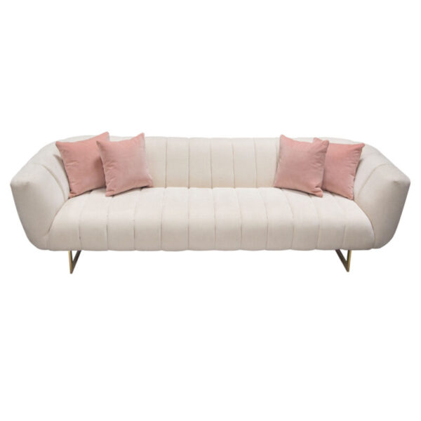Brushed gold Cream Fabric Venus Sofa By Diamond Sofa - Image 3