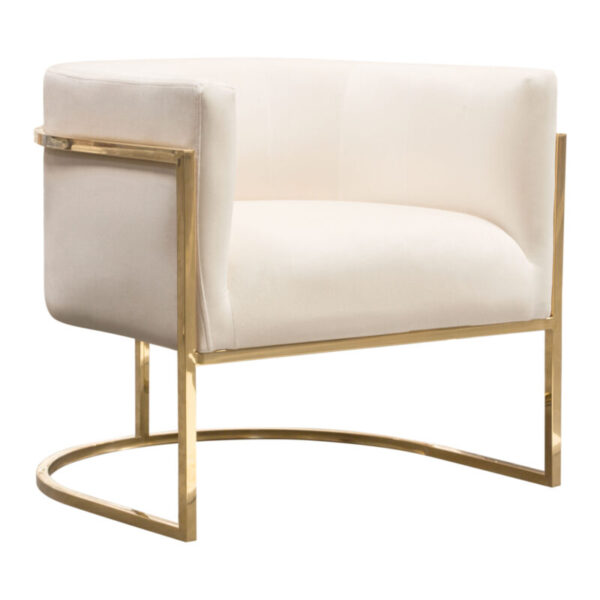 Gold Cream Velvet Pandora Chair By Diamond Sofa - Image 2