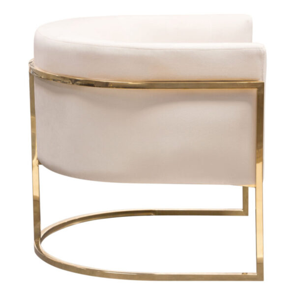 Gold Cream Velvet Pandora Chair By Diamond Sofa - Image 3