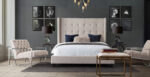 Sand Fabric Madison Avenue Low Profile Bed By Diamond Sofa