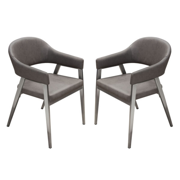 Gray Brushed Stainless Steel Adele Dining Chair Set of 2 By Diamond Sofa - Image 2