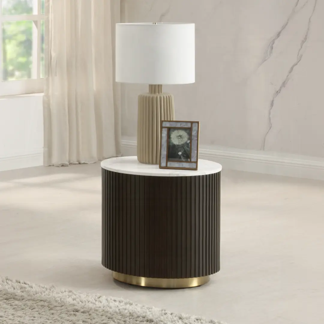 Clayten Espresso End Table With White Marble Top By Acme | Mobilia Cleopatra 3 Clayten Espresso End Table with White Marble Top By ACME - Image 1