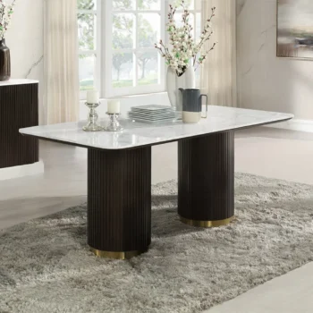 Clayten Rectangular Dining Table with White Marble Top By ACME