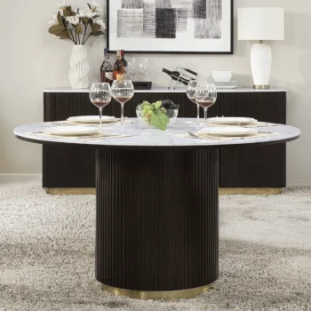 Clayten Round Dining Table with White Marble By ACME