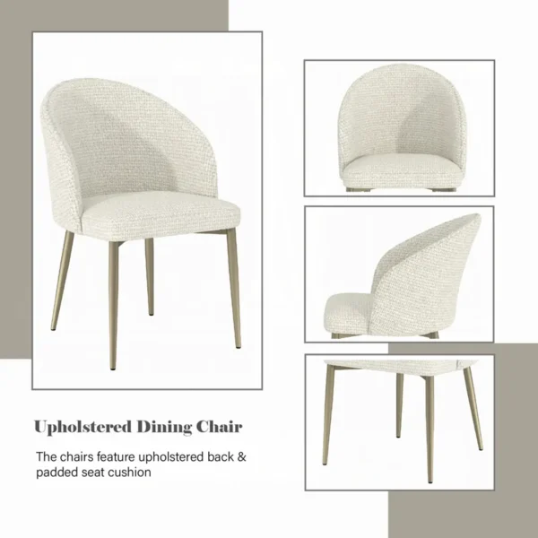 Cora White Fabric Side Chair Set of 2 By ACME - Image 4