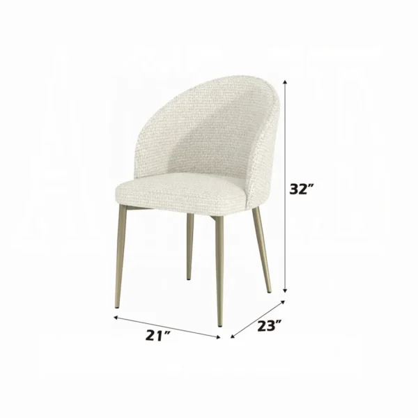 Cora White Fabric Side Chair Set of 2 By ACME - Image 5