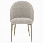 Cora Champange Fabric Side Chair with Gold Finish