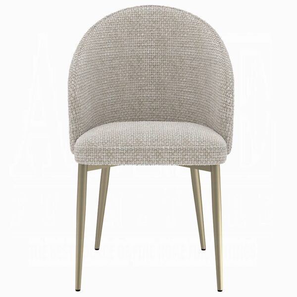 Cora Champange Fabric Side Chair with Gold Finish
