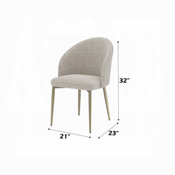 Cora Champange Fabric Side Chair Dimensions