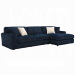 Breton Blue Corduroy Sectional Sofa w/4 Pillows LV04400 By ACME - Image 2