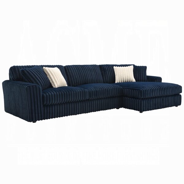 Breton Blue Corduroy Sectional Sofa w/4 Pillows LV04400 By ACME - Image 2