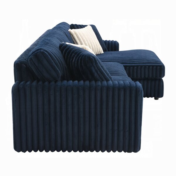 Breton Blue Corduroy Sectional Sofa w/4 Pillows LV04400 By ACME - Image 3