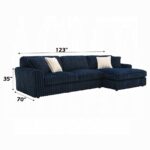Breton Blue Corduroy Sectional Sofa w/4 Pillows LV04400 By ACME - Image 5