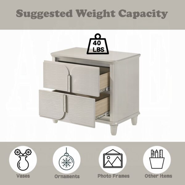 Laveda Pearl White Nightstand Details
