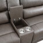 Kantu Brown Leather Motion Sectional Sofa Storage