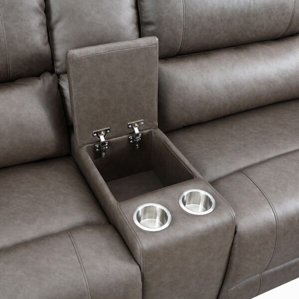 Kantu Brown Leather Motion Sectional Sofa Storage