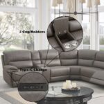 Kantu Brown Leather Motion Sectional Sofa Details