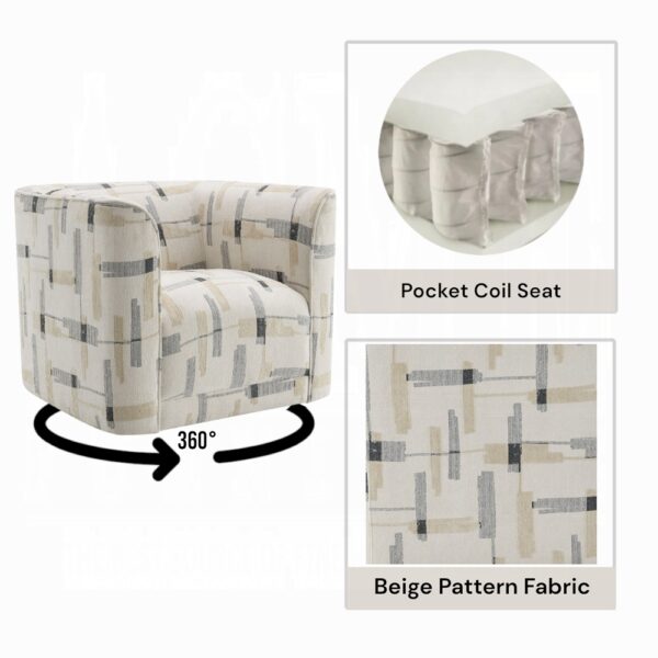 Darya Beige Fabric Swivel Chair Details
