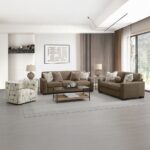 Darya Brown Suede Fabric Sofa w/4 Pillows LV04530 By ACME - Image 7