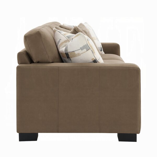 Darya Brown Suede Fabric Sofa with Pillows
