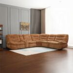 Emmy Power Motion Orange Chenille Sectional Sofa
