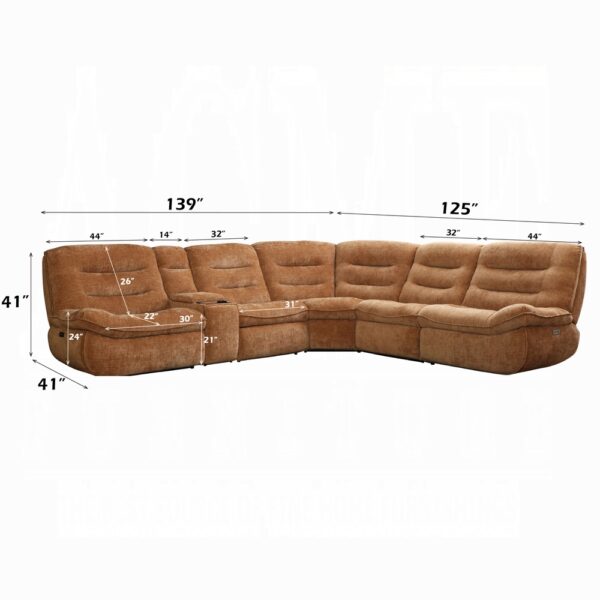 Emmy Power Motion Orange Chenille Sectional Sofa Dimensions