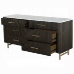 Clayten Espresso Drawers Dresser Marble Top